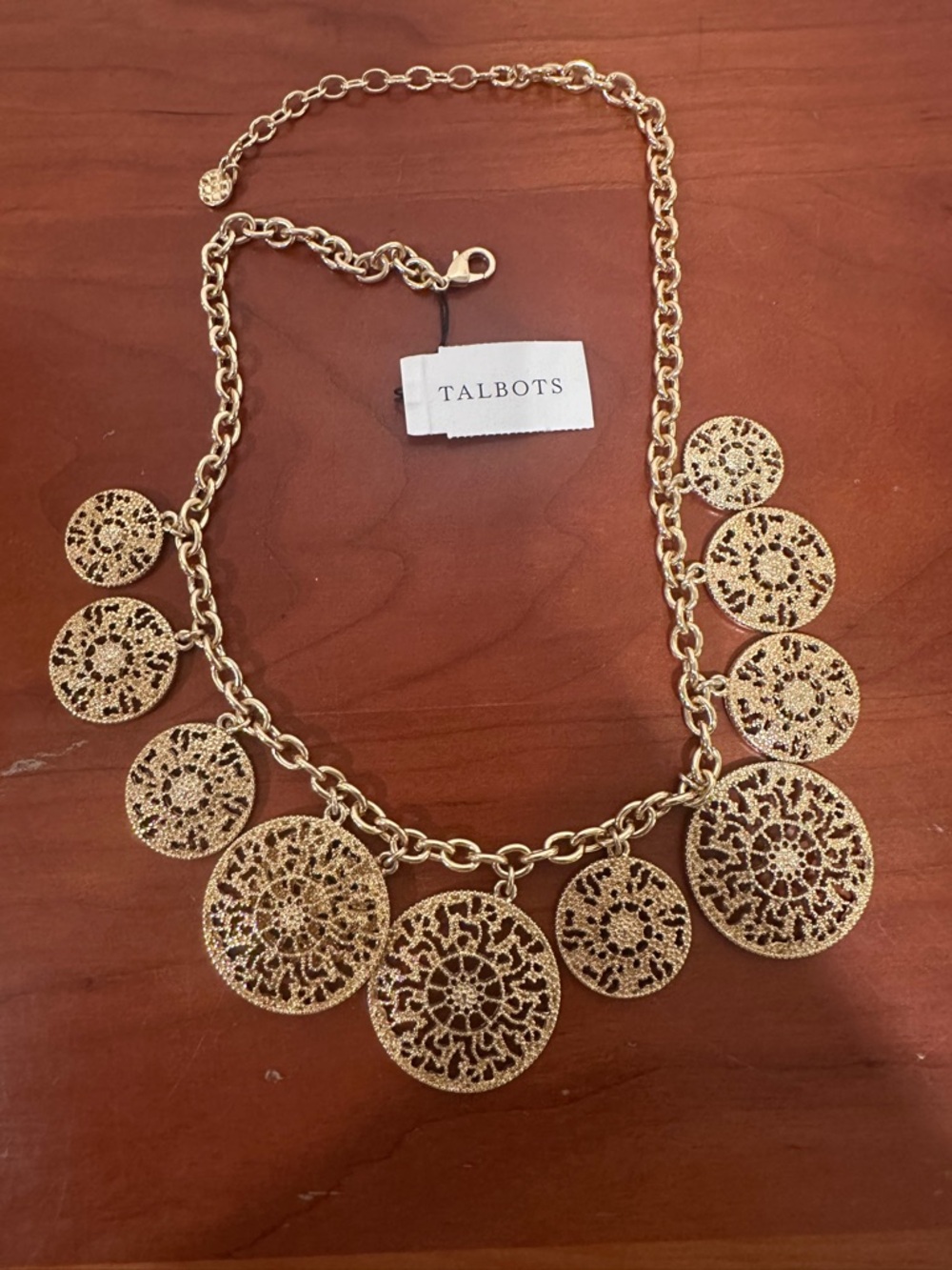 Talbots Gold Lace Medallion Statement Necklace. Bold, Fabulous, and Fun!